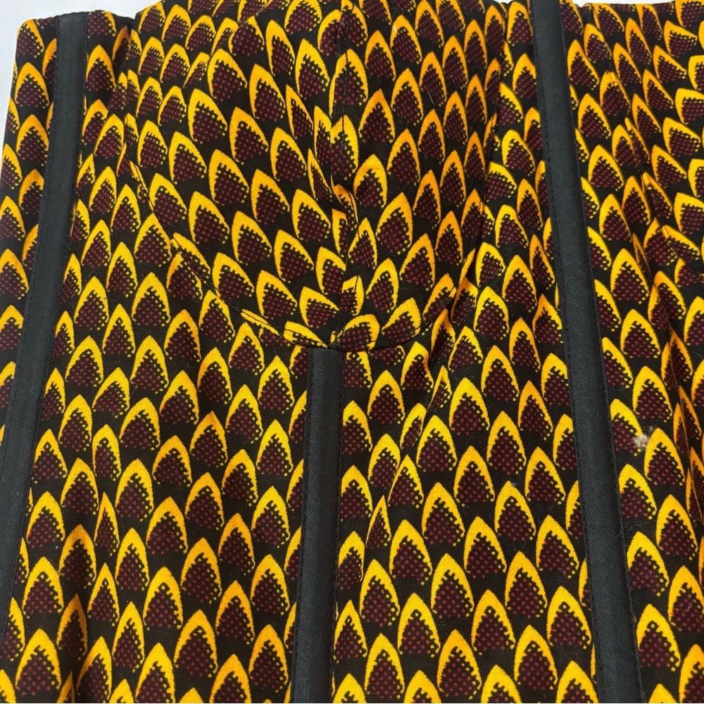 Riffa Riffa African Wax Print Corset Lace Back Red Gold Black Sz Small - Picture 3 of 7